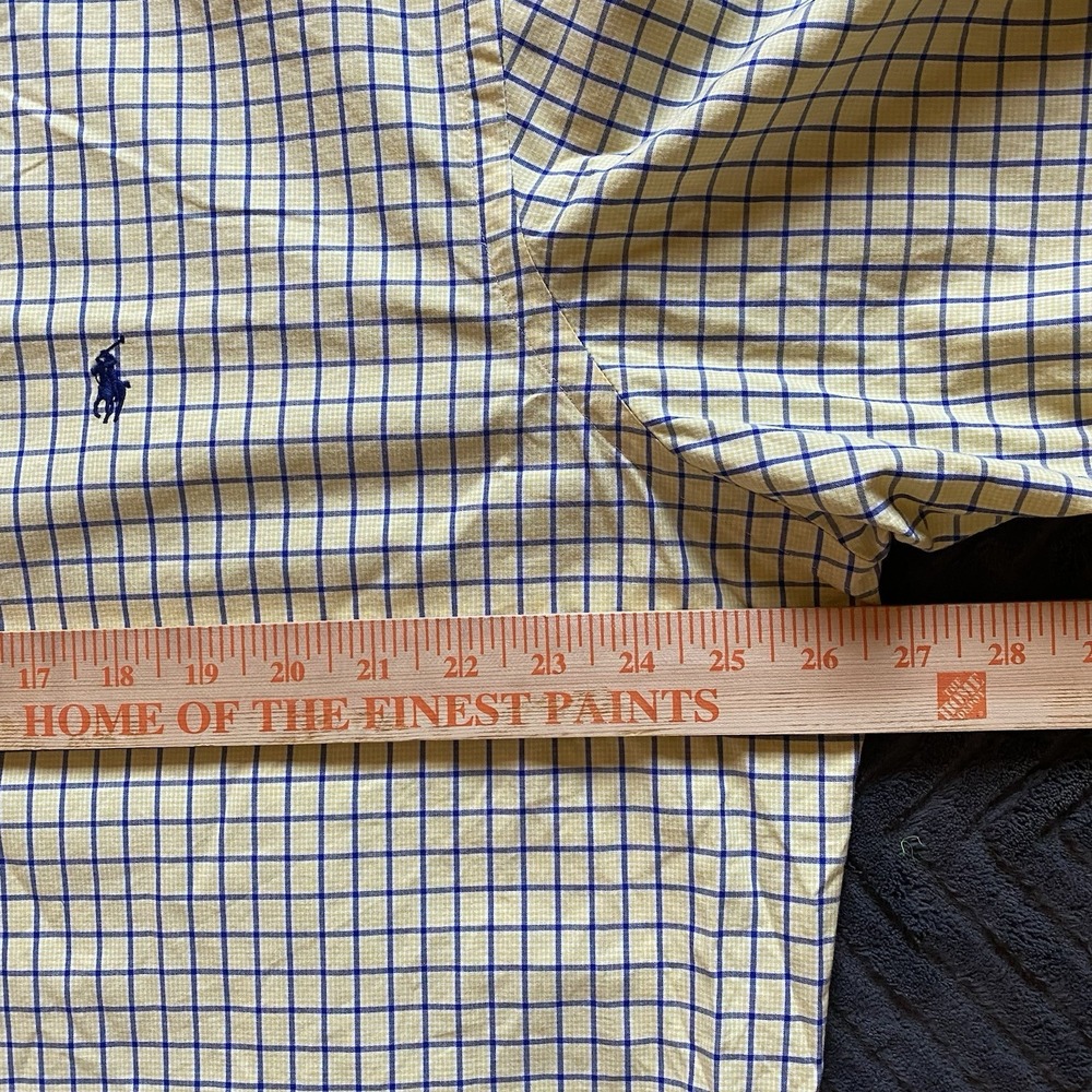 Ralph Lauren Button Down Shirt Men's XXL Yellow Blue Plaid - Picture 6 of 8